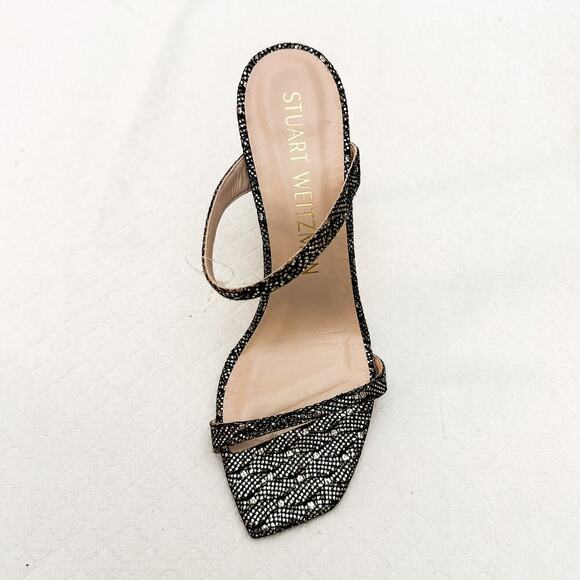 Stuart Weitzman Metallic Silver Gold Open Toe Heel Sandal Size 9 - Picture 6 of 7